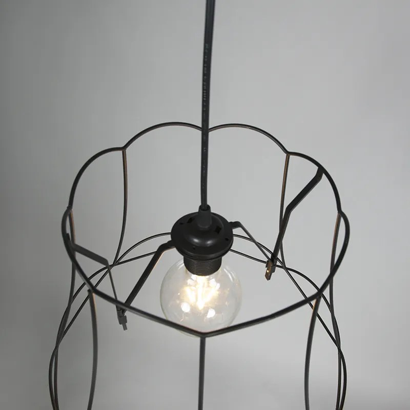 Candeeiro de suspensão retro preto 40 cm - Granny Frame Retro
