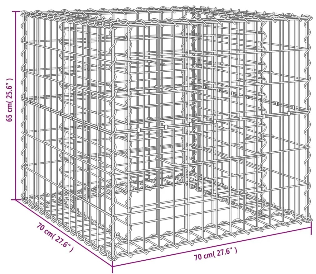 Cesto gabião 70x70x65 cm ferro galvanizado prateado