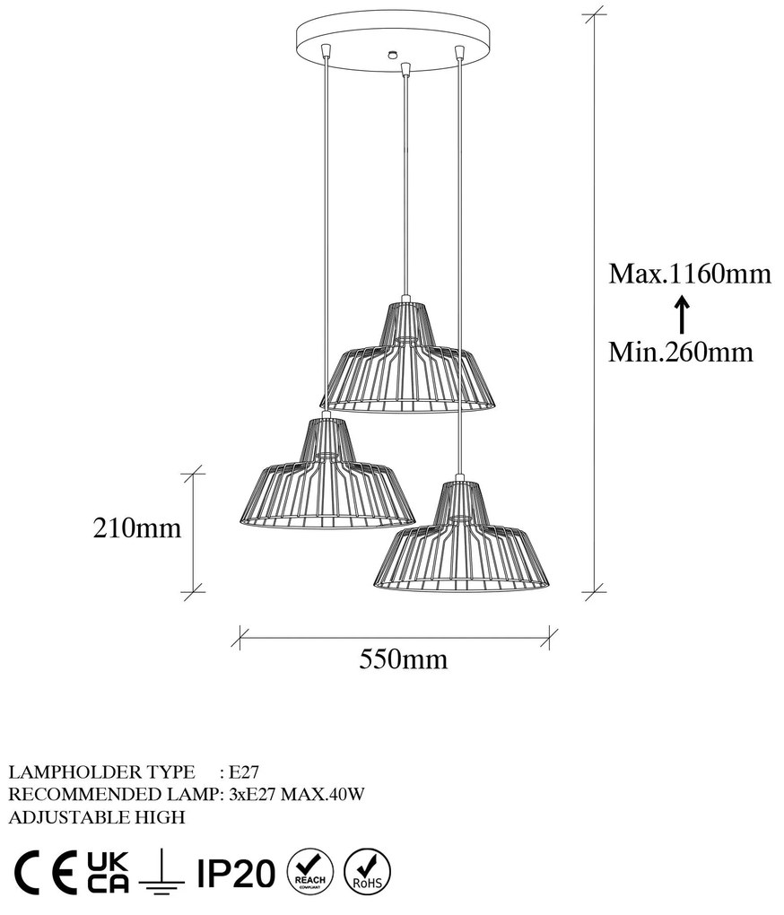 Chandelier Hakcu – Shiny Gold – 55 x 55 x 116 cm