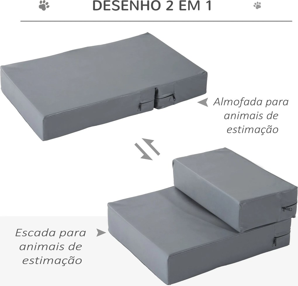 PawHut Escada para Animais de Estimação de 2 Degraus 2 em 1 Cama para