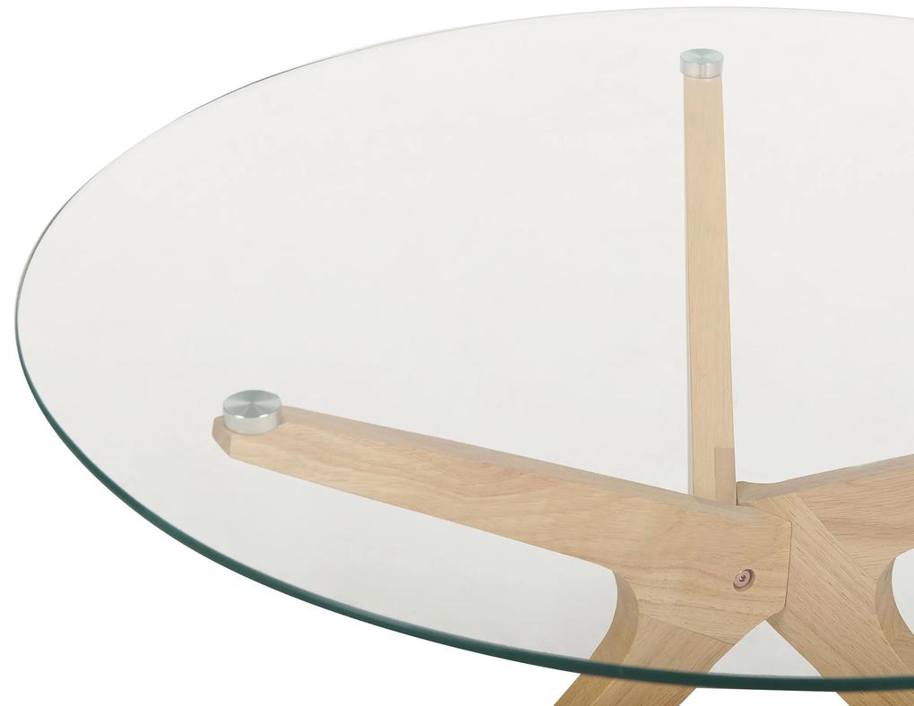 Mesa de centro em madeira clara e tampo de vidro temperado ⌀ 80 cm VALLEY Beliani