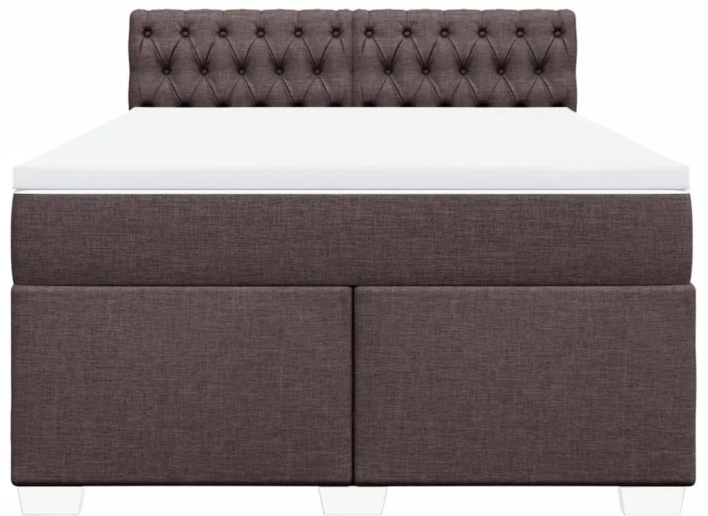 Cama com molas/colchão 160x200 cm tecido castanho-escuro