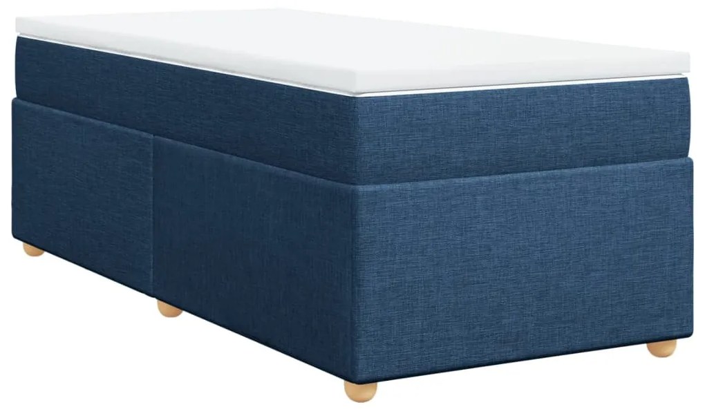 Cama com molas/colchão 90x200 cm tecido azul