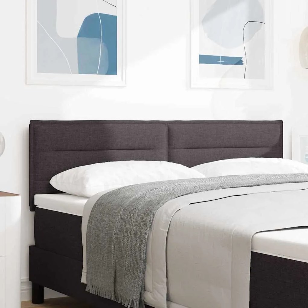 vidaXL Cabeceira LED com cabeceira Marrom Escuro 160 cm Poliéster