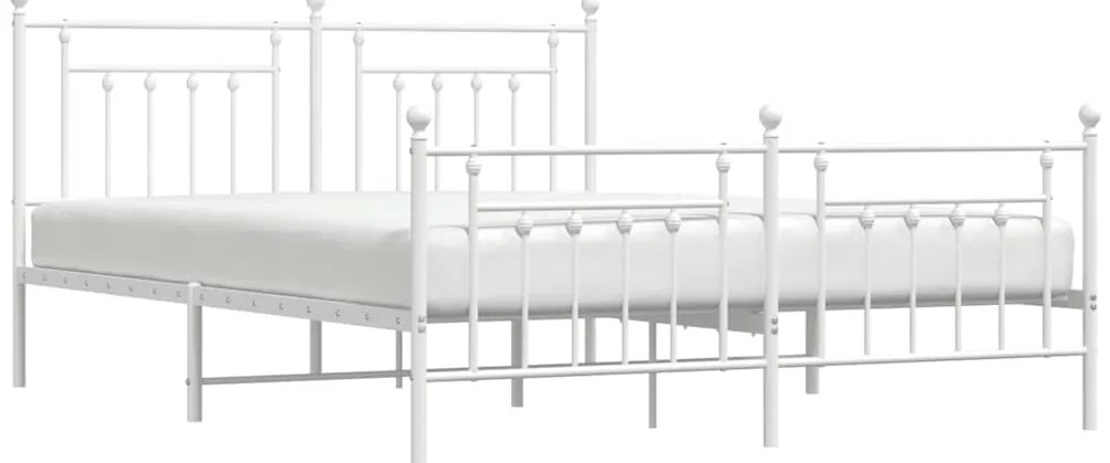 Estrutura de cama com cabeceira e pés 183x213 cm metal branco