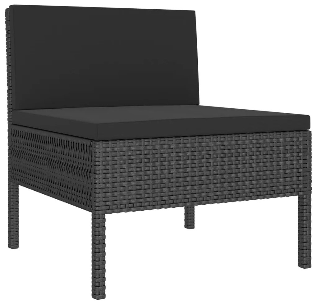 2 pcs conjunto lounge de jardim c/ almofadões vime PE preto