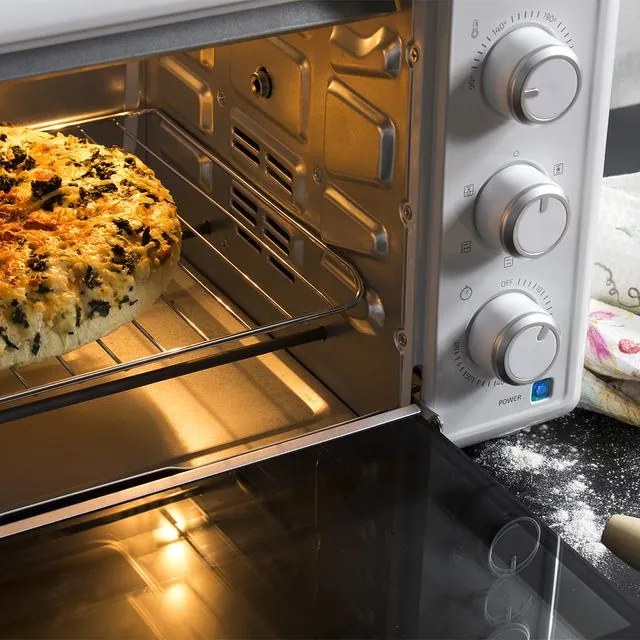 Mini-forno Bake&amp;Toast 3090 White Gyro Mini-forno de convecção com espeto de 30 litros de capacidade, 5 modo e luz interior