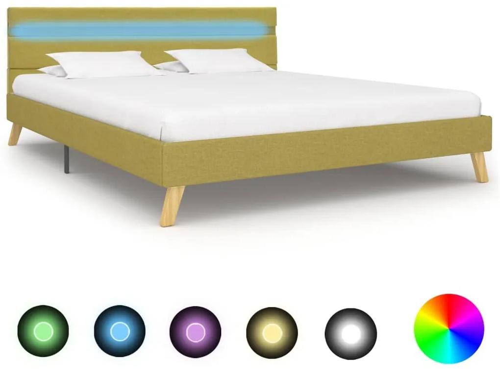 Estrutura de cama com LEDs 160x200 cm tecido verde