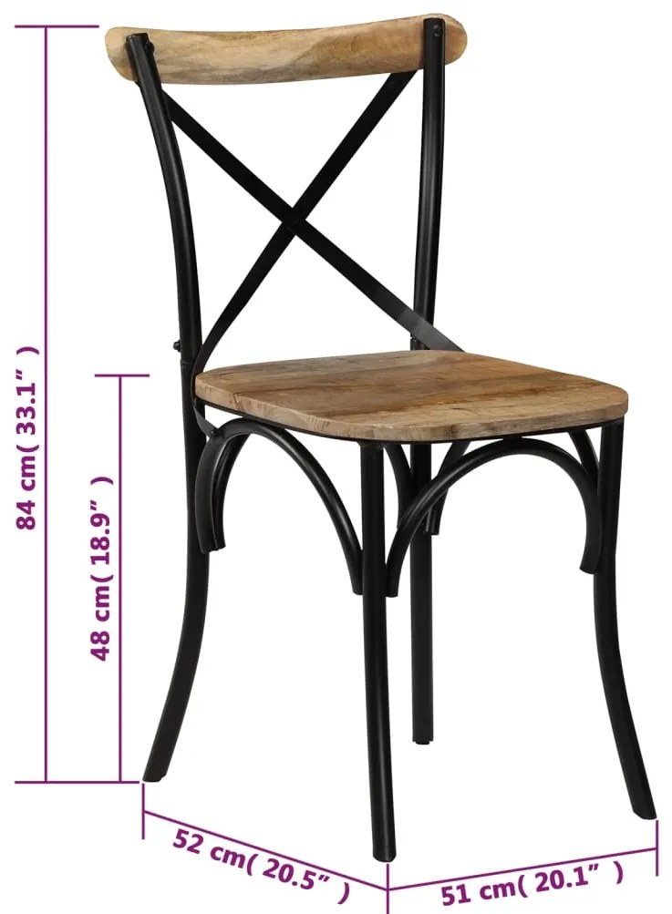 Cadeiras costas cruz 2 pcs mangueira maciça preto