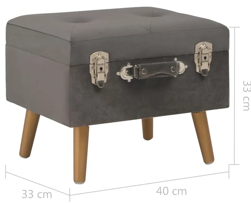 Banco de arrumação 40 cm veludo cinzento