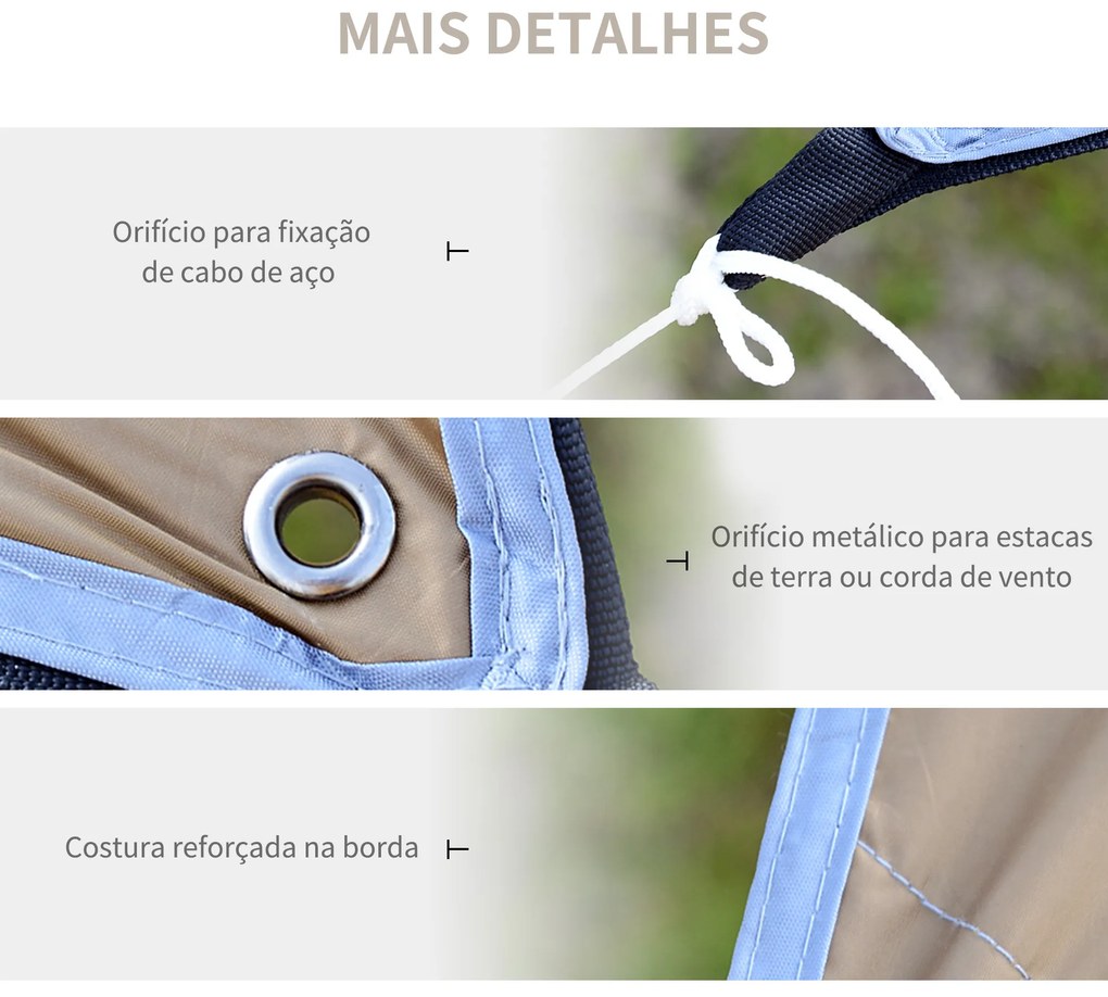 Outsunny Abrigo de Campismo Portátil 555x550 cm Tenda de Campismo Impermeável com Proteção Solar para Praia Piquenique Exterior Marrom e Bege