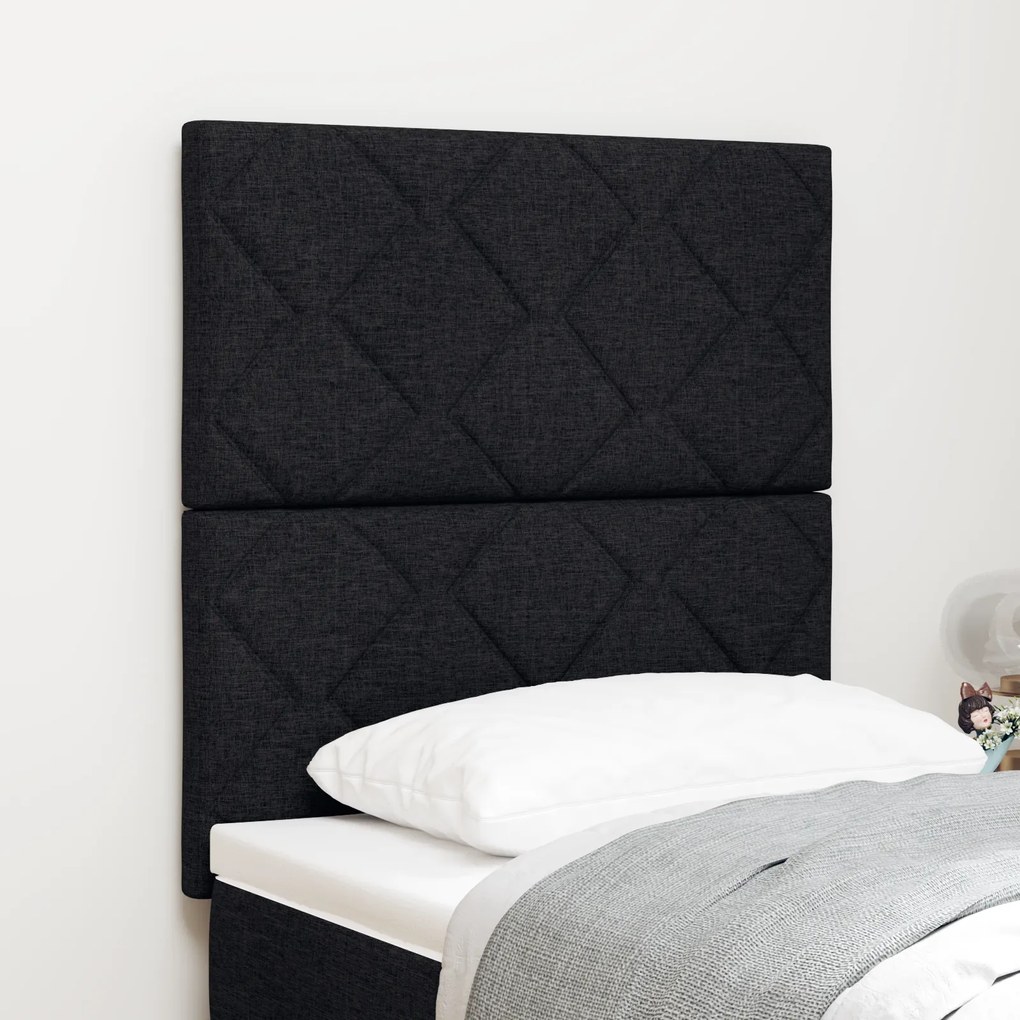 Cabeceira LED vidaXL Design de Blocos de Diamante Preto 80 cm Tecido