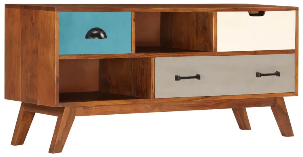 Móvel de TV c/ 3 gavetas 110x35x50 cm madeira de acácia maciça