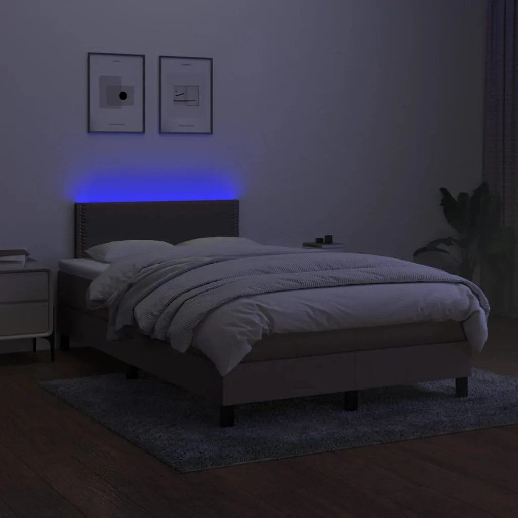 Cama box spring colchão/LED 120x190cm tecido cinza-acastanhado