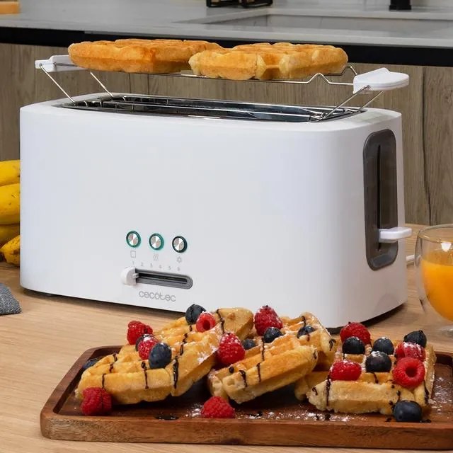 Torradeira de 1630 W Toast&amp;Taste 16000 Extra Doble White, 2 ranhuras extralargas longas, Função Reaquecer, Descongelar e Cancelar, plástico, suporte s
