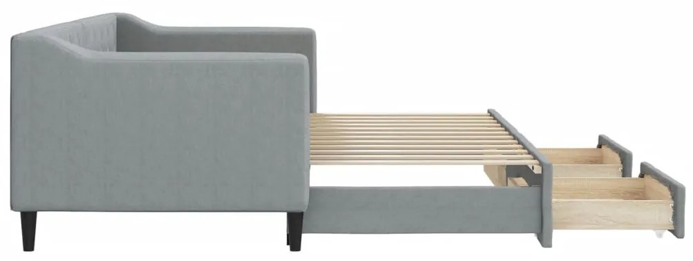 Sofá-cama c/ gavetão e gavetas 80x200 cm tecido cinzento-claro