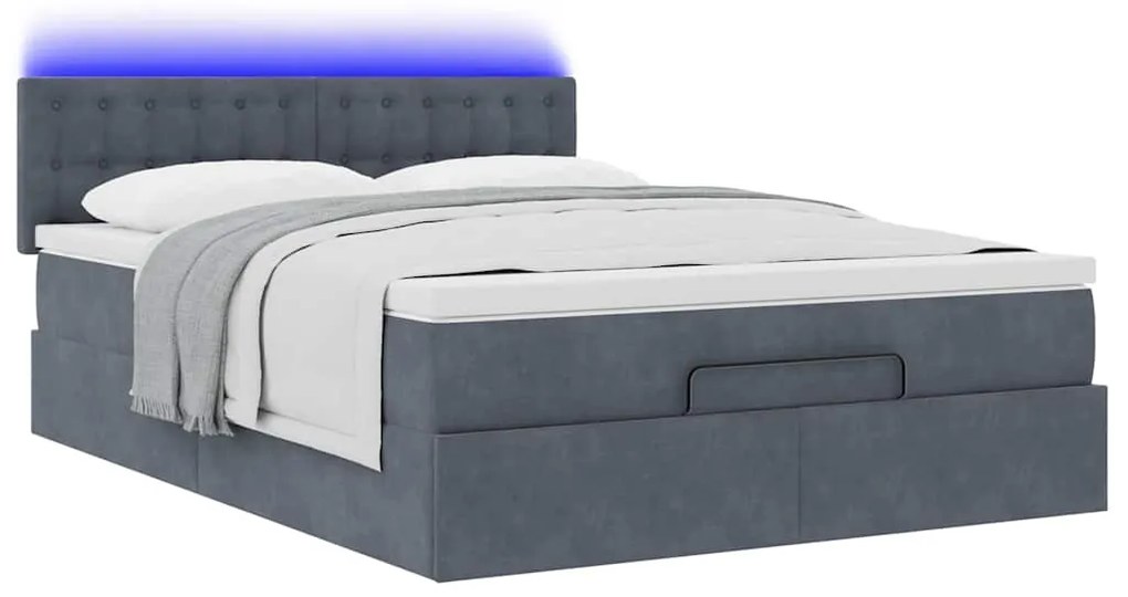 Estrutura de cama otomana com colchão 140x190cm cinzento escuro
