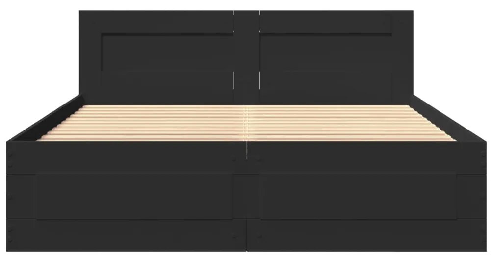 Estrutura cama c/ cabeceira 120x190 cm derivados madeira preto