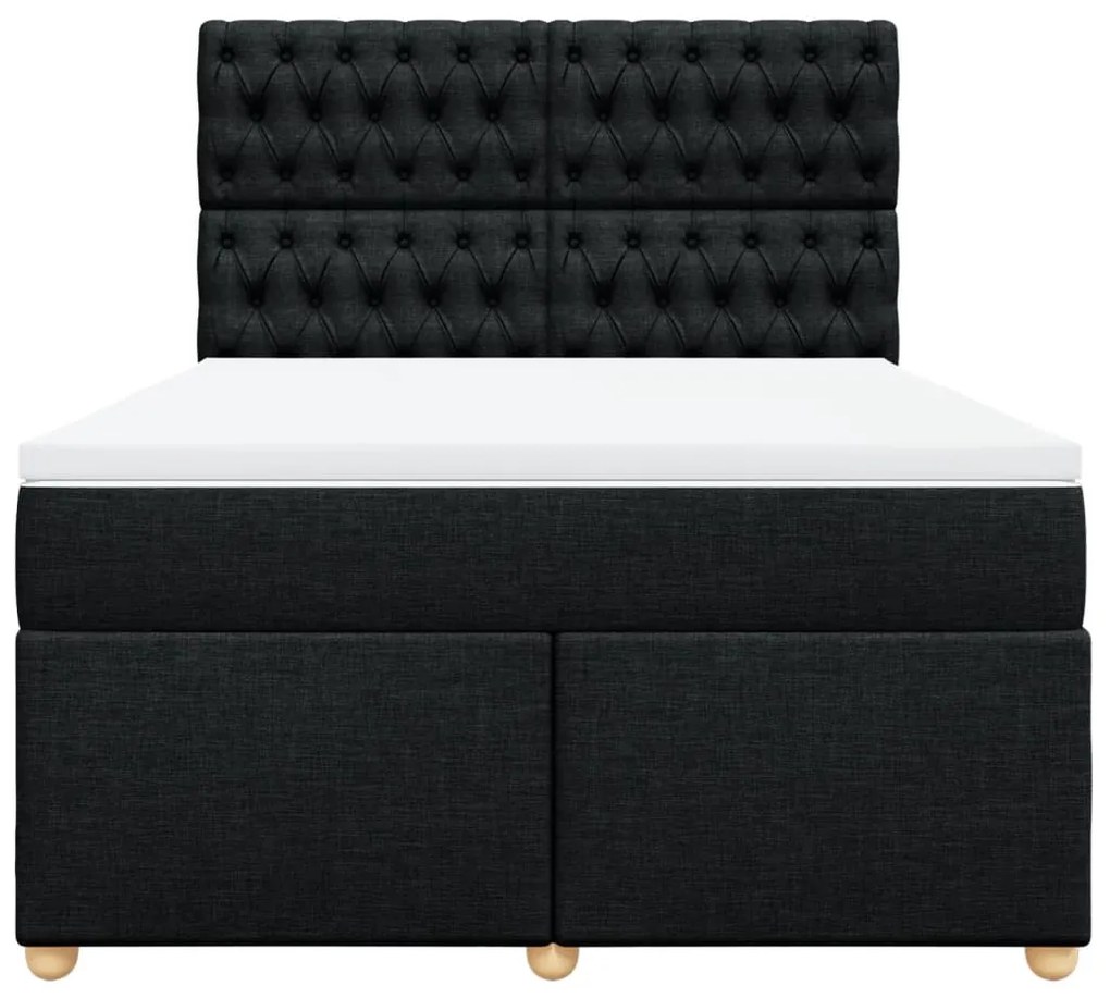Cama com molas/colchão 160x200 cm tecido preto