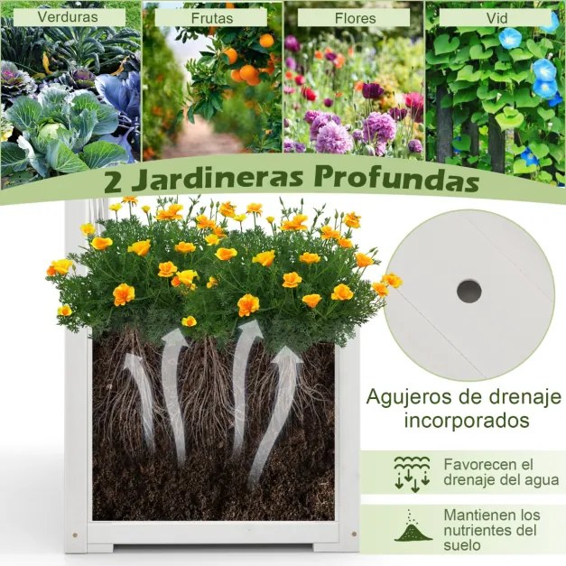 Arco de jardim com arco de madeira com floreira com treliça para plantas trepadeiras decorações para cerimônia de casamento 183x42x200cm branco