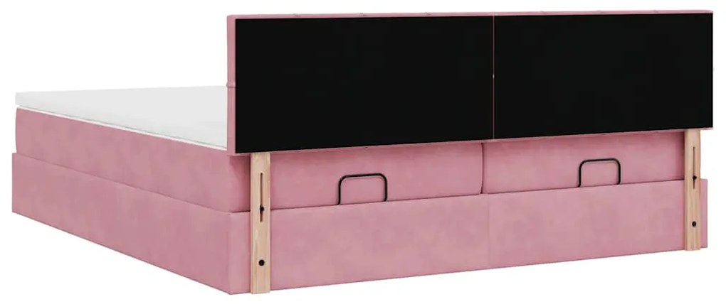 Estrutura de cama otomana com colchões 180x200 cm veludo rosa