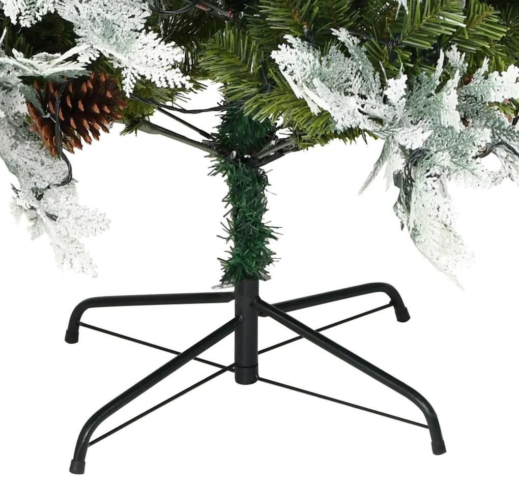Árvore de Natal com pinhas pré-iluminada 195 cm PVC e PE verde