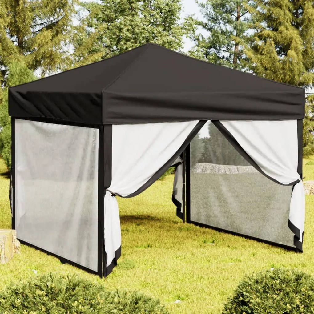 Tenda para festas dobrável com paredes laterais 3x3 m preto