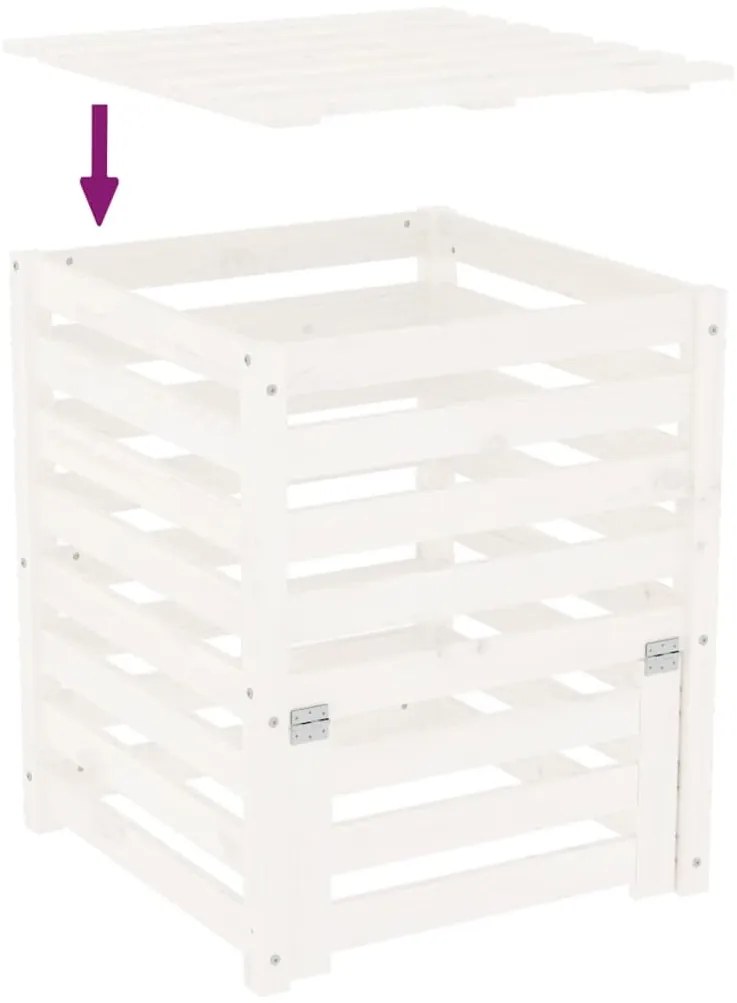 Caixote de compostagem 63,5x63,5x77,5cm pinho maciço branco