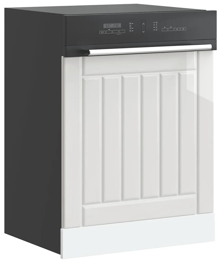 vidaXL Painel máquina lavar louça derivados madeira branco brilhante