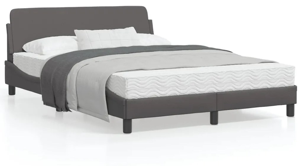 vidaXL Estrutura cama c/ cabeceira 140x200cm couro artificial cinzento