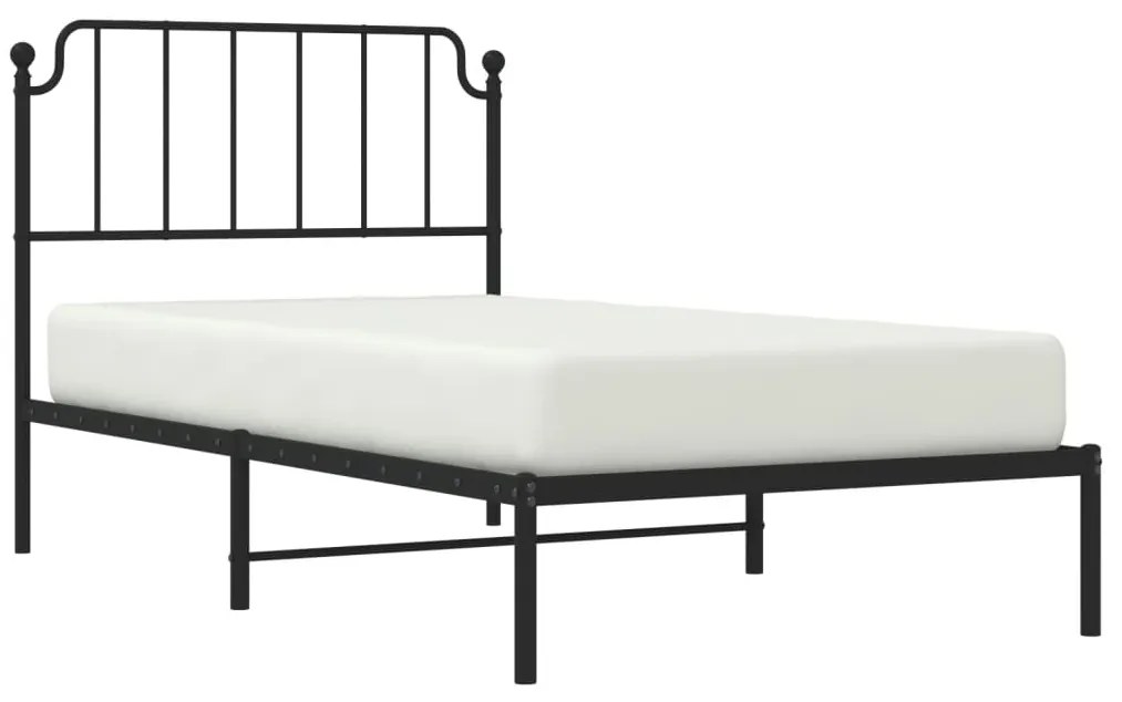 Estrutura de cama com cabeceira 100x190 cm metal preto