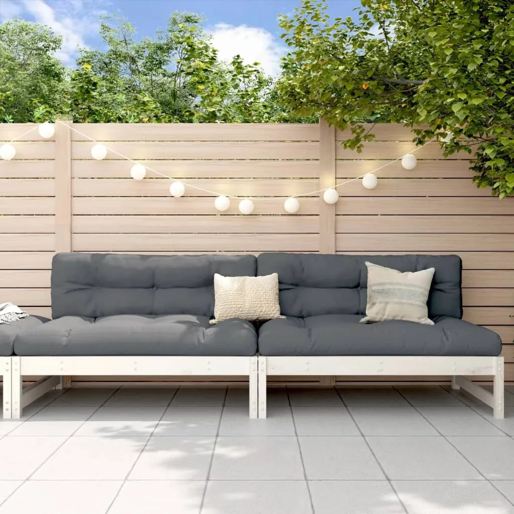 vidaXL Sofás de centro para jardim 2 pcs 120x80 cm pinho maciço branco