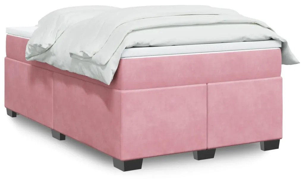 Cama boxspring com colchão 120x190 cm veludo rosa