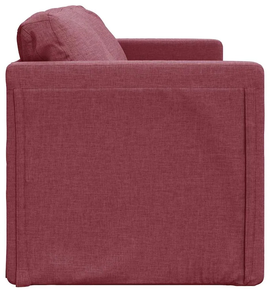 Sofá-cama sem pés 112x174x55 cm tecido vermelho tinto