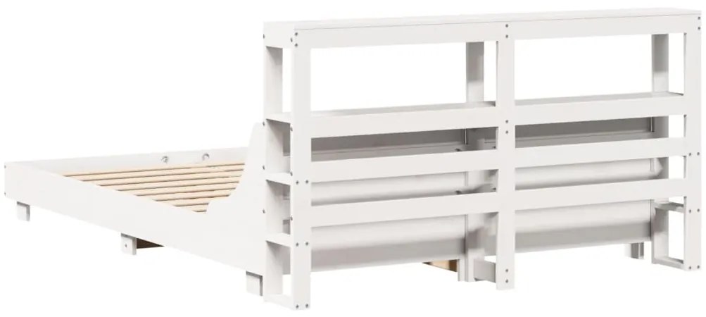Cama sem colchão 150x200 cm madeira de pinho maciça branco