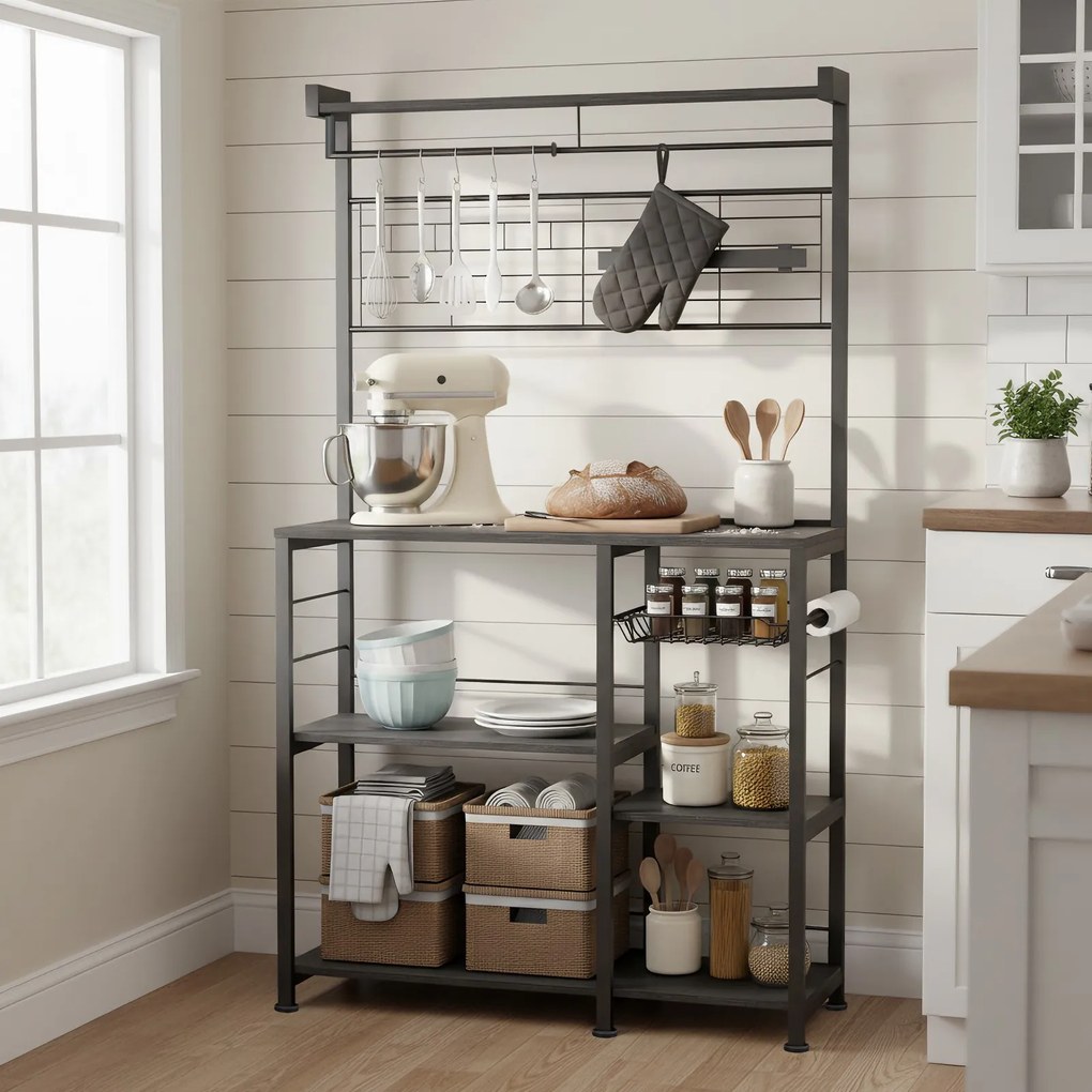 Armário de cozinha com barra magnética 12 ganchos 42 x 90 x 167,3 cm preto