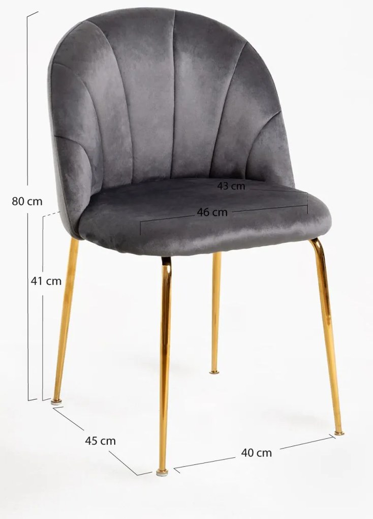 Cadeira Laget Gold Veludo - Cinza