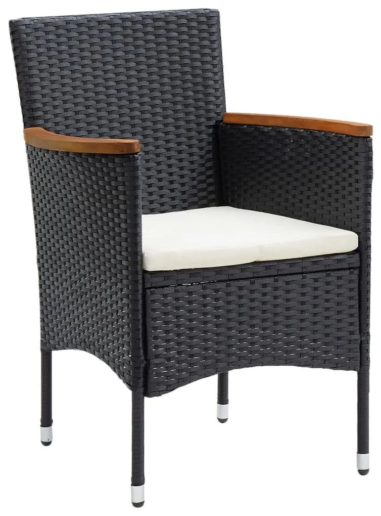 5 pcs conjunto de jantar p/ jardim c/ almofadões preto