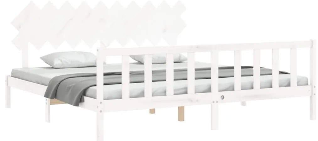 Cama sem colchão 200x200 cm madeira de pinho maciça branco