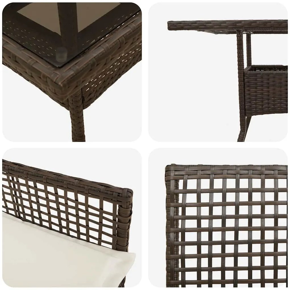 Conjunto de Jantar de Jardim com 5 Peças em Rattan Poliéster Castanho
