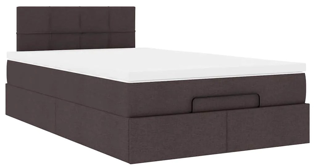 Estrutura de cama otomana com colchão 120x190cm castanho escuro