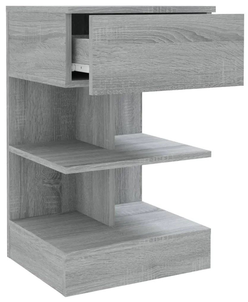 Mesa cabeceira 40x35x65 cm derivados de madeira cinzento sonoma