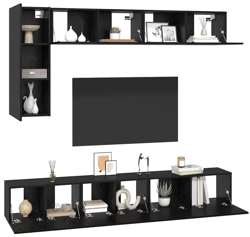 Conjunto de móvel de TV 6 pcs Carvalho preto 30.5 x 30 x 90 cm
