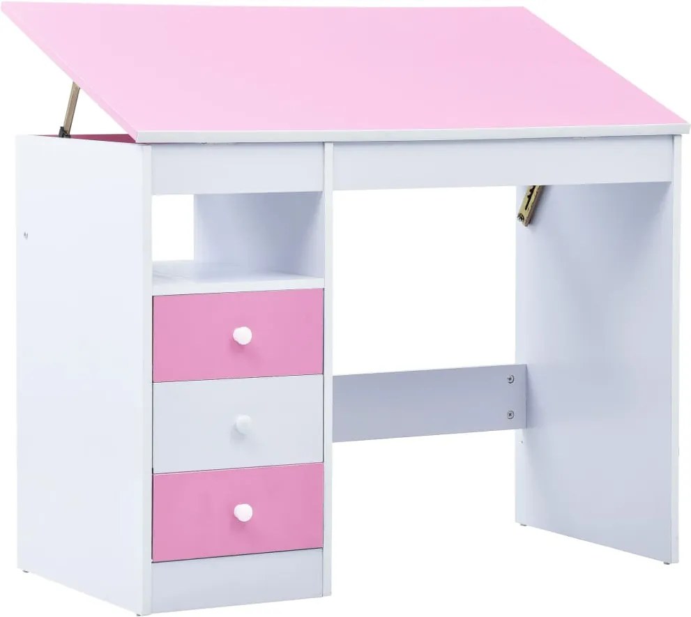Secretária / Estirador Desenho para Crianças Rosa e Branco