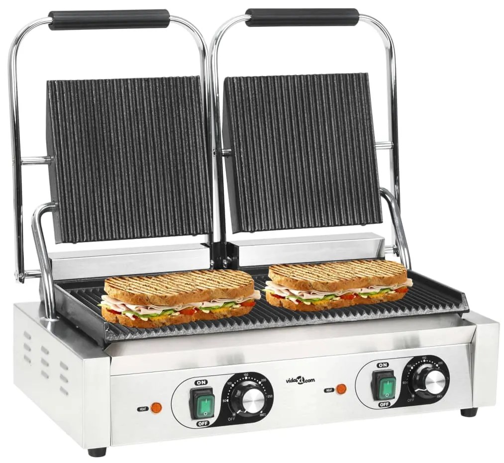 Grelhador sanduicheira Panini dupla 3600 W 57x30,5x20 cm