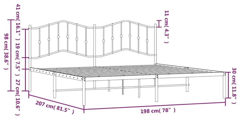 Estrutura de cama com cabeceira 193x203 cm metal preto