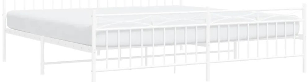 Estrutura de cama com cabeceira e pés 200x200 cm metal branco