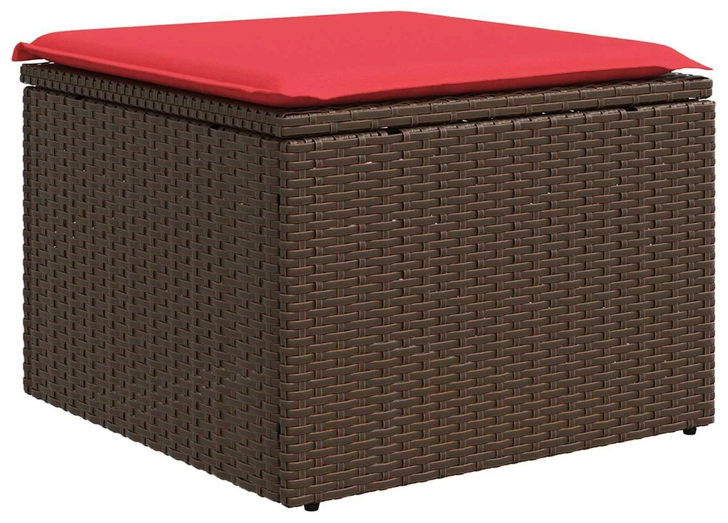 vidaXL Banco de jardim com almofada marrom 55x55x37 cm vime sintético