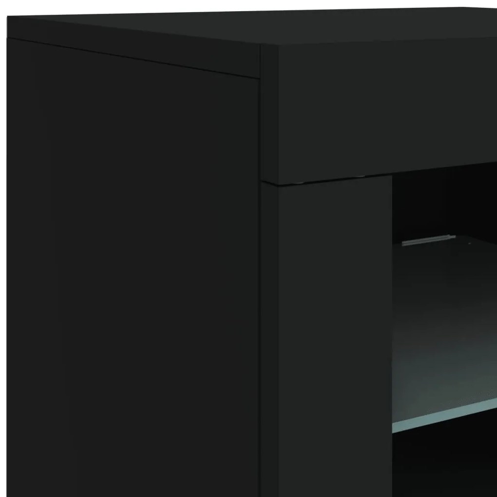 Aparador com luzes LED 123x37x67 cm preto