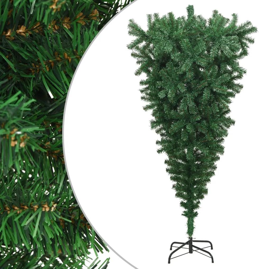 329176 vidaXL Árvore de Natal artificial invertida com suporte 240 cm verde